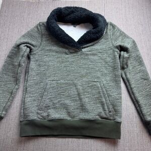 LL Bean Signature Mens XS Olive Green Sherpa Lined Shawl Collar Sweatshirt